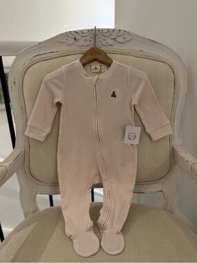 🩰 3~6 Mth Gap Baby Ballet Pink Ribbed Cotton Footed One-Piece NWT